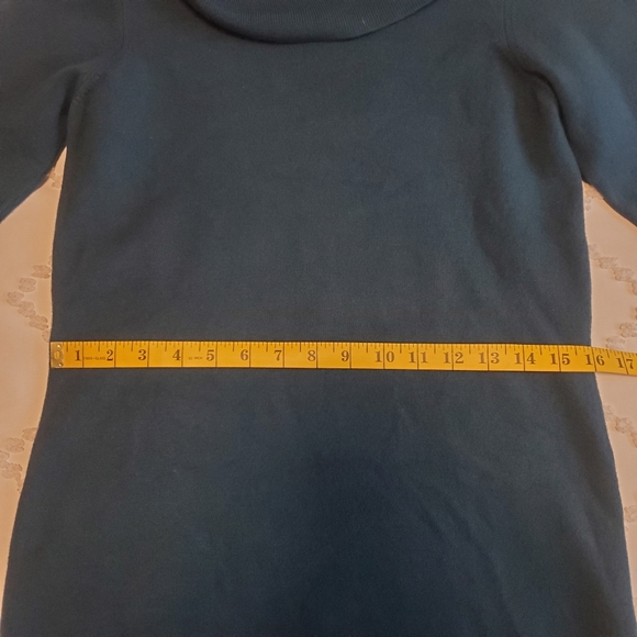 FCUK Long Sleeve Cowl Neckline Mini Sweater Dress in Green - Picture 8 of 12